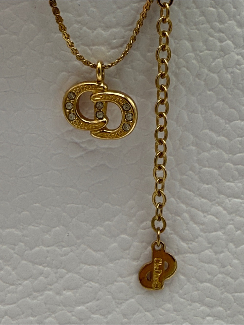 Christian Dior Gold Charm Necklace With Cristals